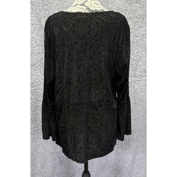 Style & Co Womens 1X Top Black Burnout Velvet Bell Sleeve Whimsigoth Grunge - Picture 3 of 10